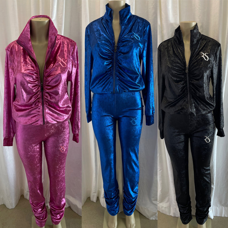 metallic velour tracksuit